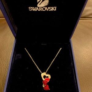 Swarovski Silver and Red Heart necklace.